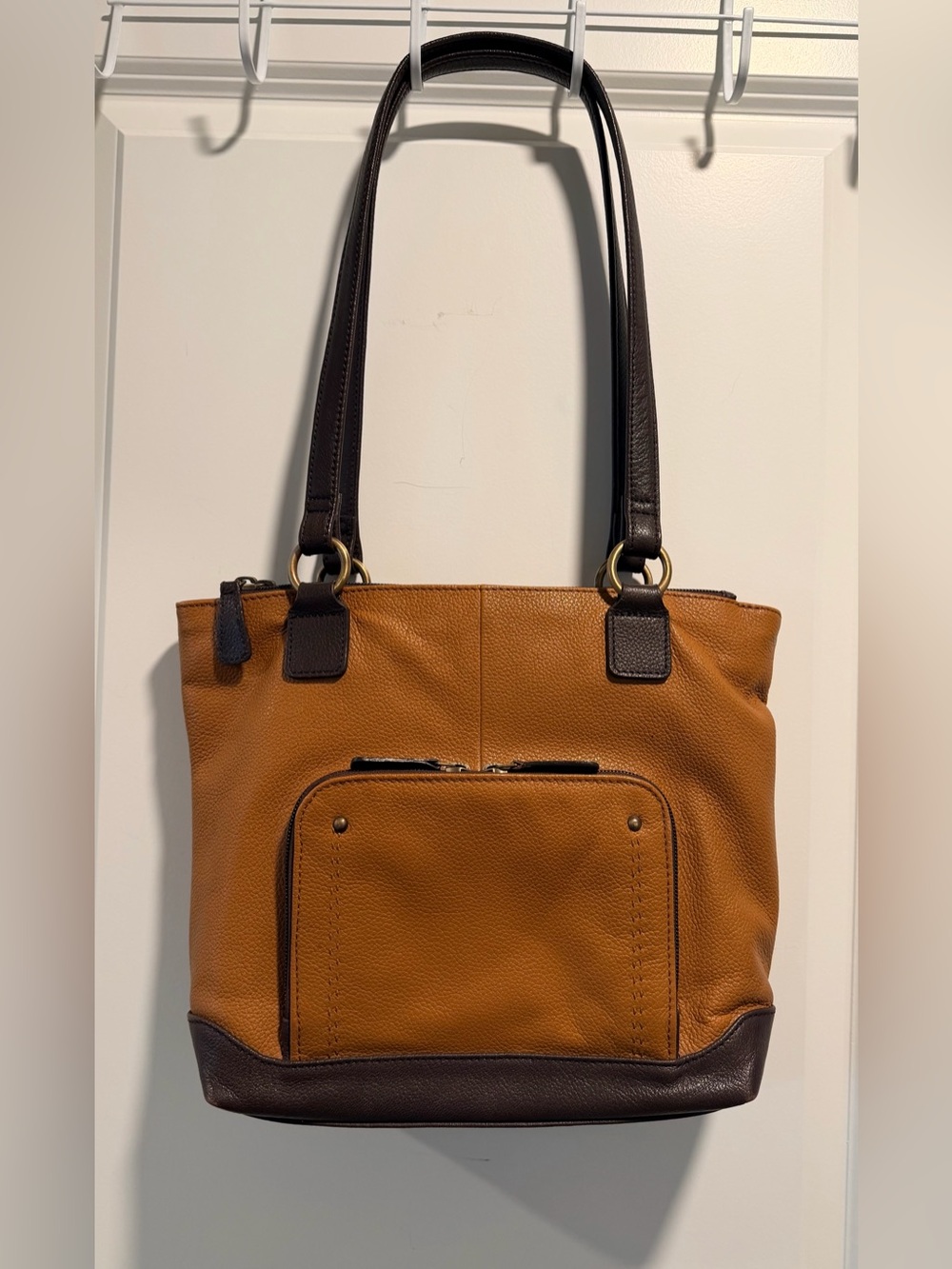 Vintage Y2K The Vermont Country Store Ella Simone Pebbled Leather Organizer Tote